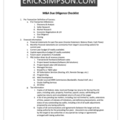 Erick Simpson’s M&A Due Diligence Checklist